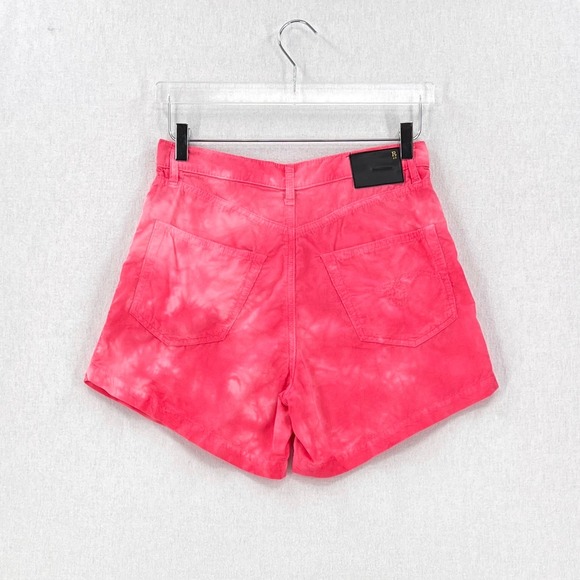 R13 Damon Pleated Shorts Fuchsia Corduroy Tie Dye Women 25 Baggy Relaxed Slouchy - Picture 5 of 16